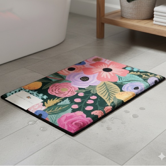 Rifle Paper Co. x Loloi Floral Delilah bath rug. - Picture 1 of 13